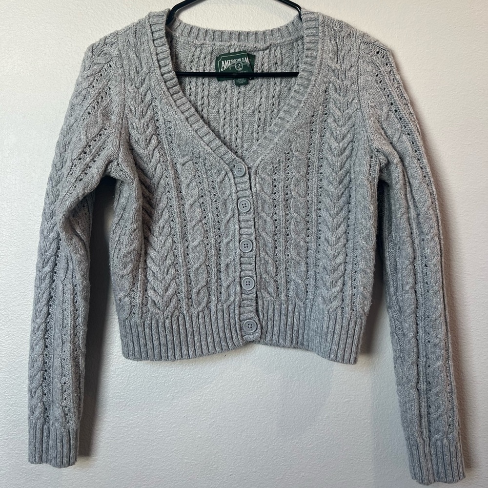 American Eagle Outfitters Women's Light Gray Cardigan